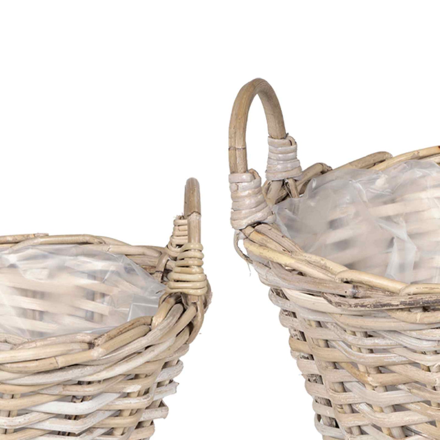 vidaXL Planter Basket with Storage 2 pcs Natural Grey Kubu Rattan