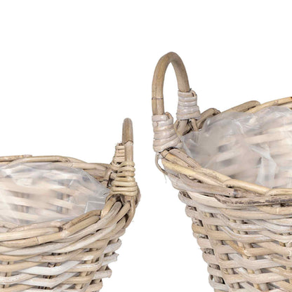 vidaXL Planter Basket with Storage 2 pcs Natural Grey Kubu Rattan
