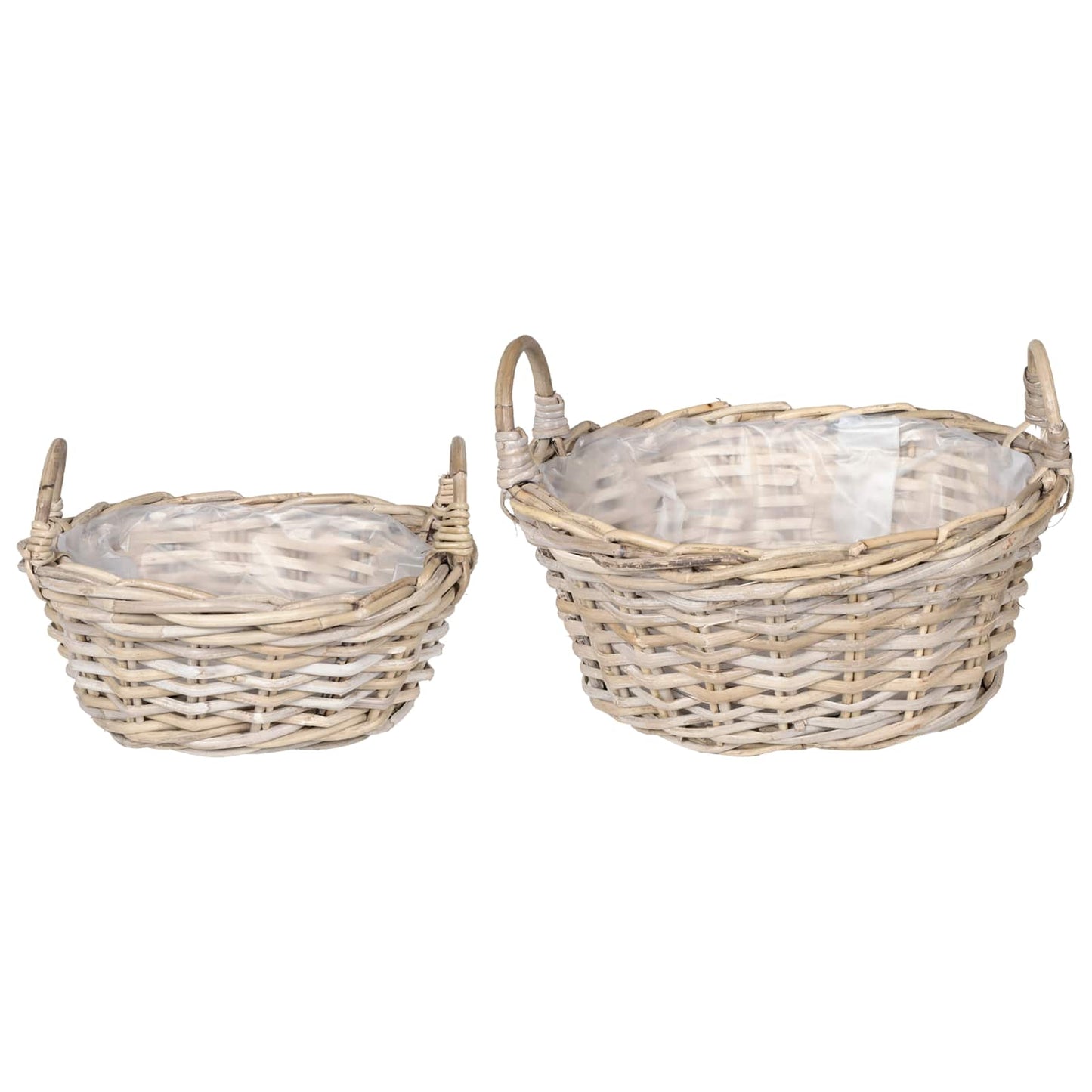 vidaXL Planter Basket with Storage 2 pcs Natural Grey Kubu Rattan