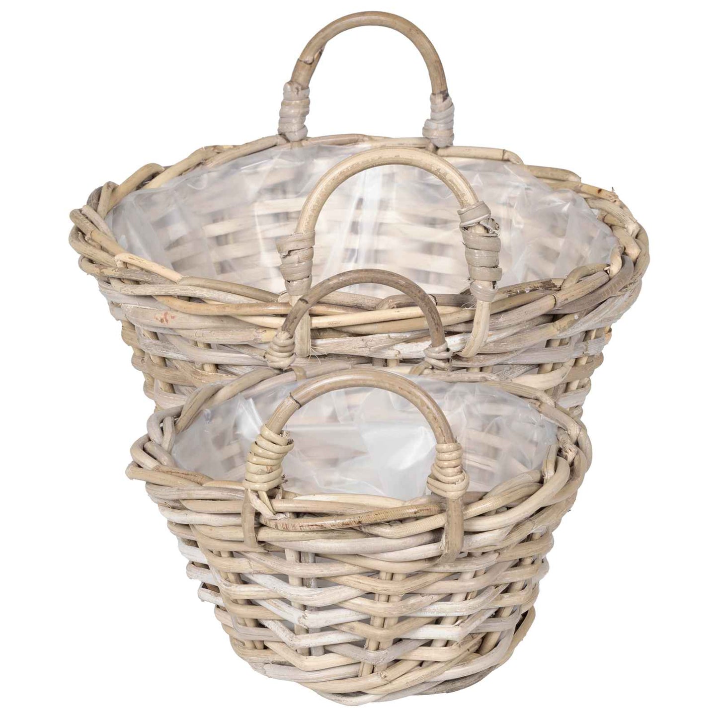 vidaXL Planter Basket with Storage 2 pcs Natural Grey Kubu Rattan