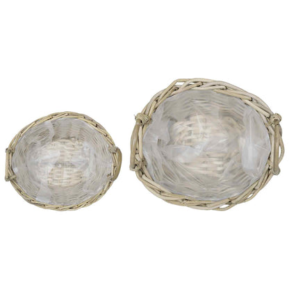 vidaXL Planter Basket GENDT 2 pcs Natural Grey Kubu Rattan