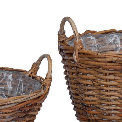 vidaXL Planter Basket with Storage 2 pcs Brown Lacak Rattan