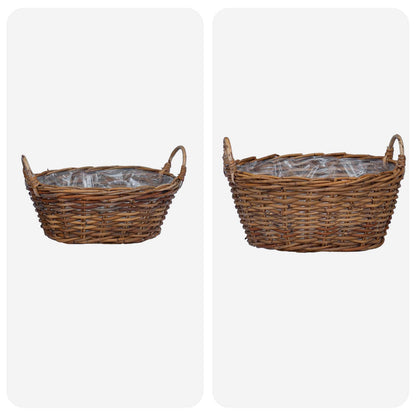vidaXL Planter Basket with Storage 2 pcs Brown Lacak Rattan