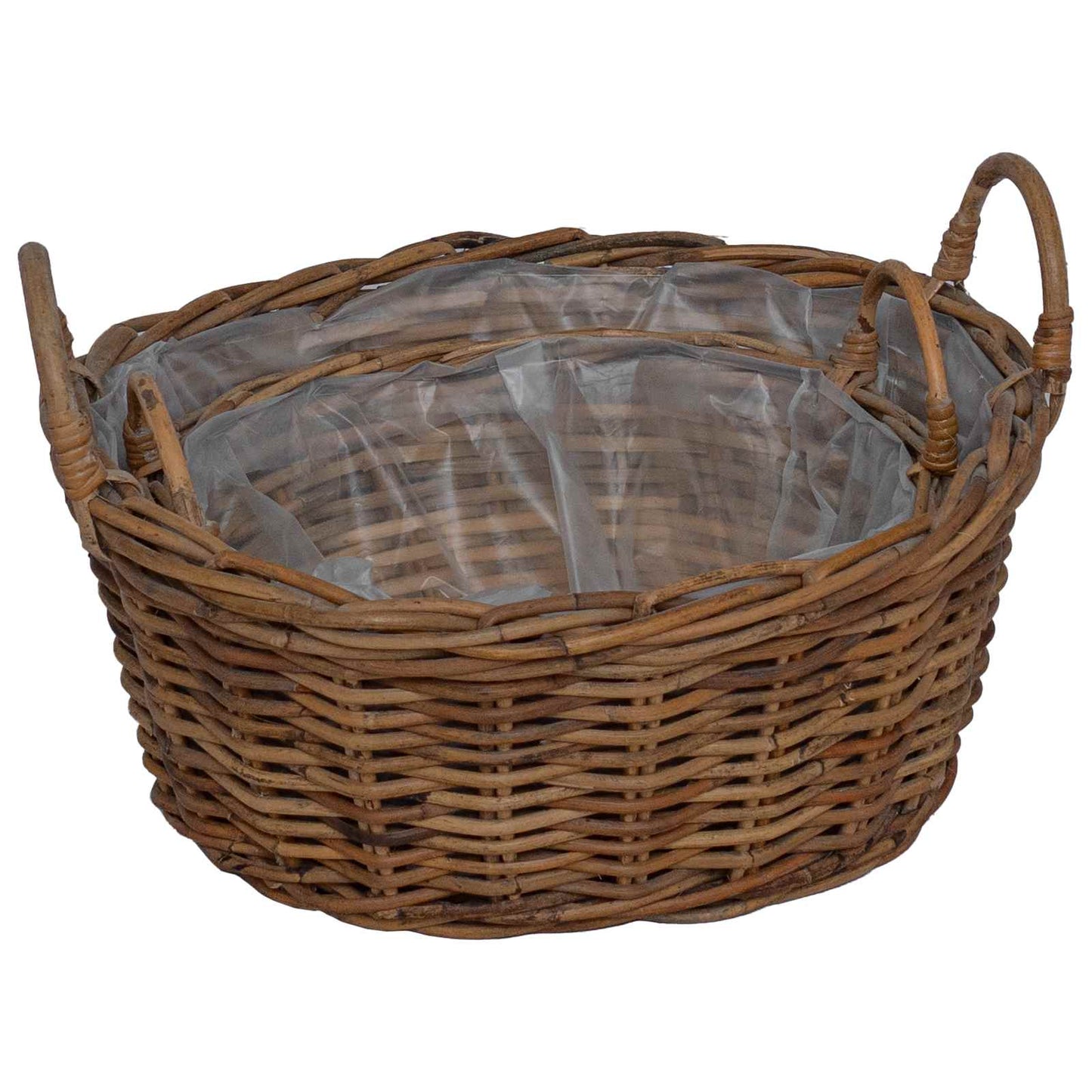 vidaXL Planter Basket with Storage 2 pcs Brown Lacak Rattan
