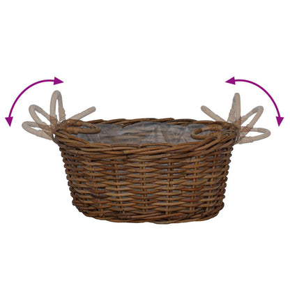 vidaXL Planter Basket with Storage 2 pcs Brown Lacak Rattan