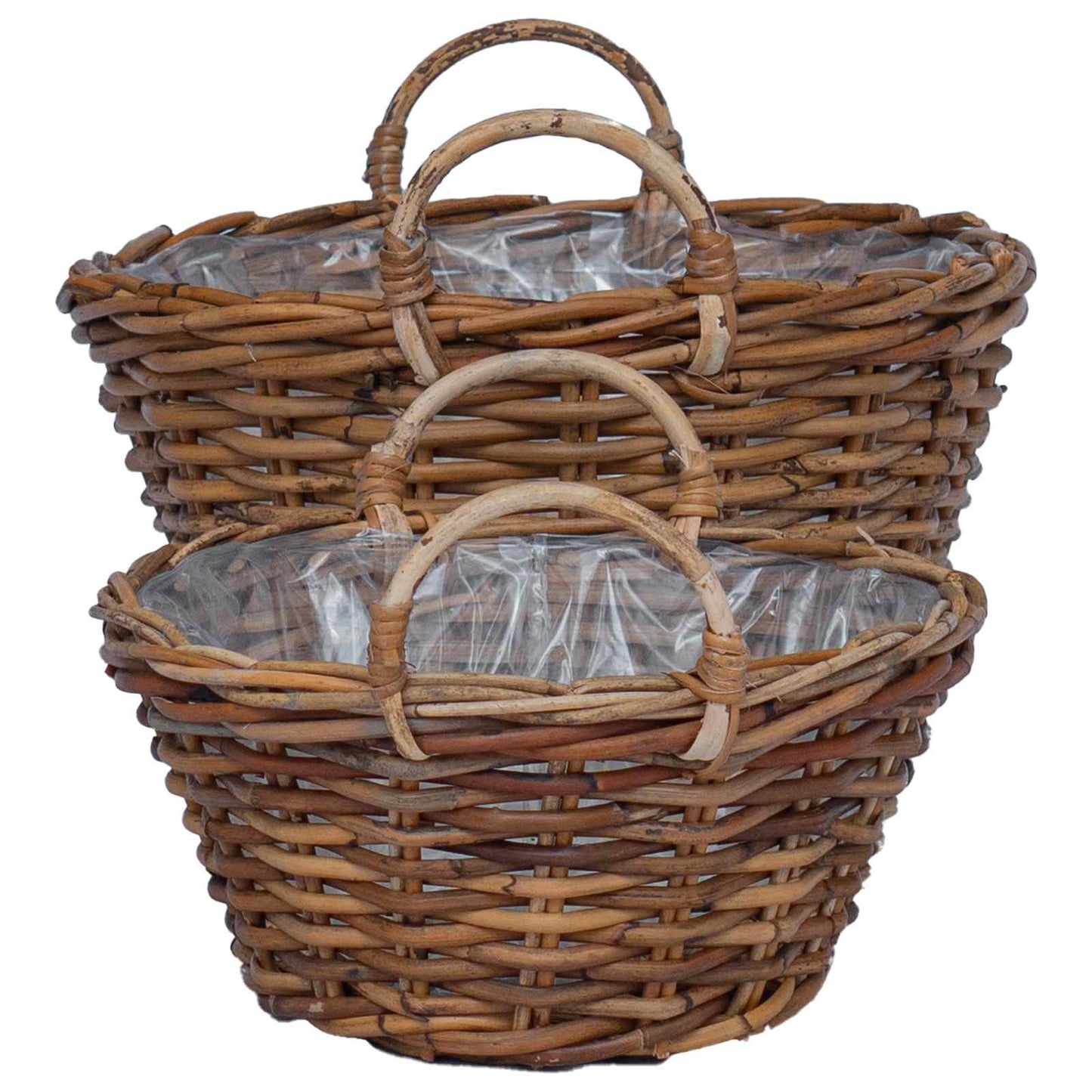 vidaXL Planter Basket with Storage 2 pcs Brown Lacak Rattan