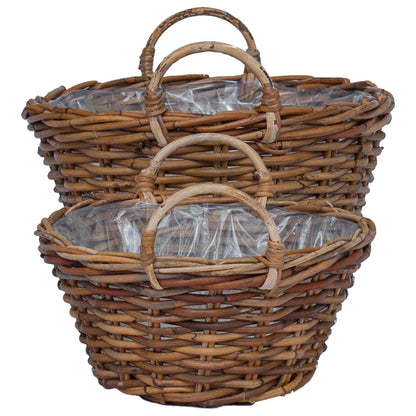 vidaXL Planter Basket with Storage 2 pcs Brown Lacak Rattan