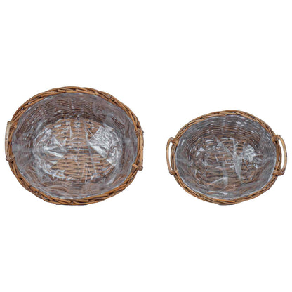 vidaXL Planter Basket with Storage 2 pcs Brown Lacak Rattan
