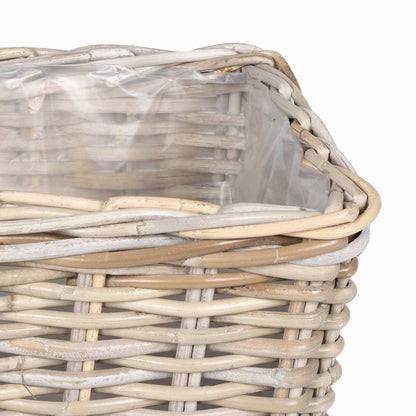 vidaXL Planter Basket with Storage 3 pcs Natural Grey Kubu Rattan
