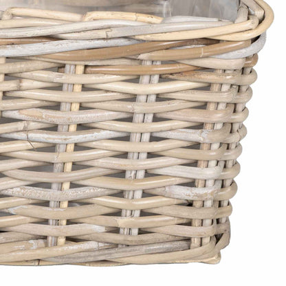 vidaXL Planter Basket with Storage 3 pcs Natural Grey Kubu Rattan