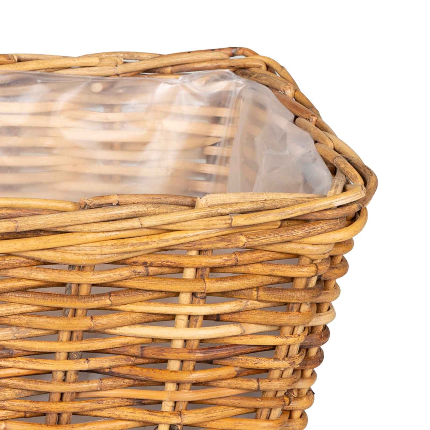 vidaXL Planter Basket with Storage 3 pcs Natural Brown Kubu Rattan