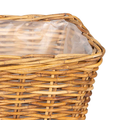 vidaXL Planter Basket with Storage 3 pcs Natural Brown Kubu Rattan