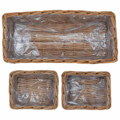vidaXL Planter Basket with Storage 3 pcs Natural Brown Kubu Rattan