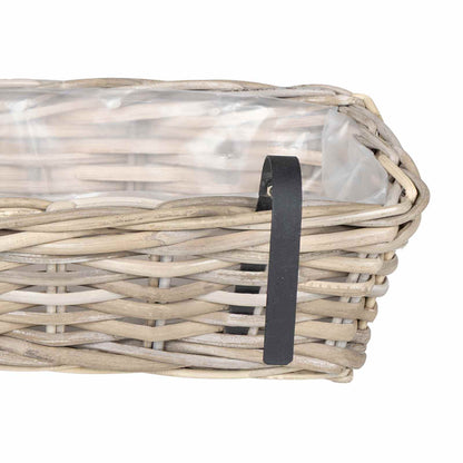 vidaXL Hanging Planter Basket 2 pcs Natural Grey 48 x 22 x 15 cm