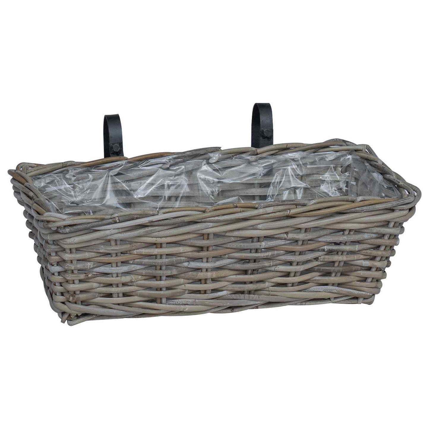 vidaXL Hanging Planter Basket 2 pcs Natural Grey 48 x 22 x 15 cm