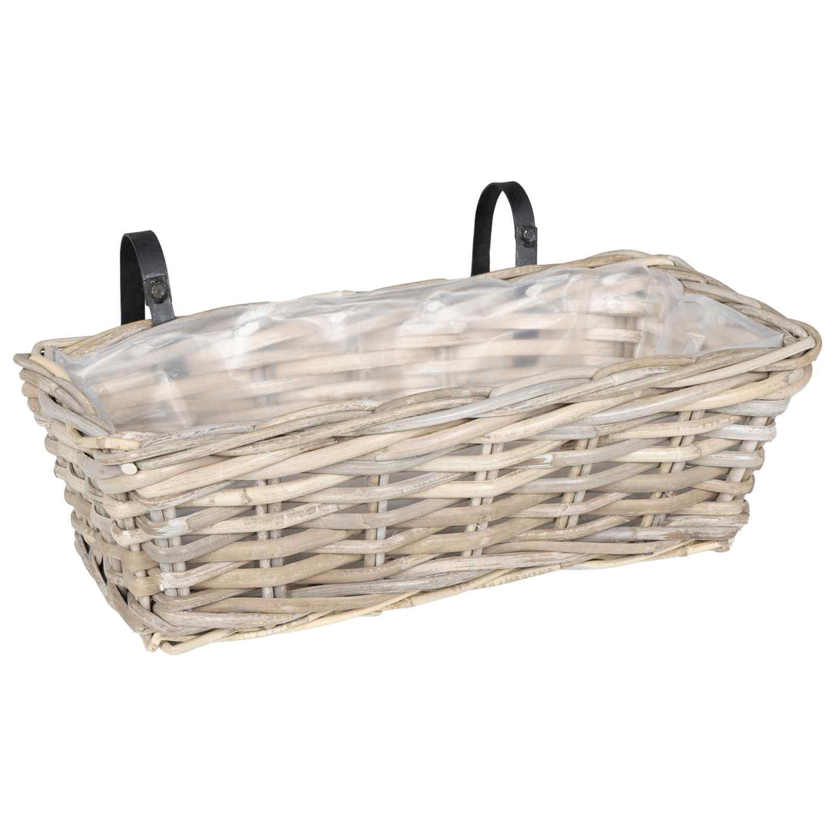 vidaXL Hanging Planter Basket GENDT 2 pcs Natural Grey 48 x 22 x 15 cm