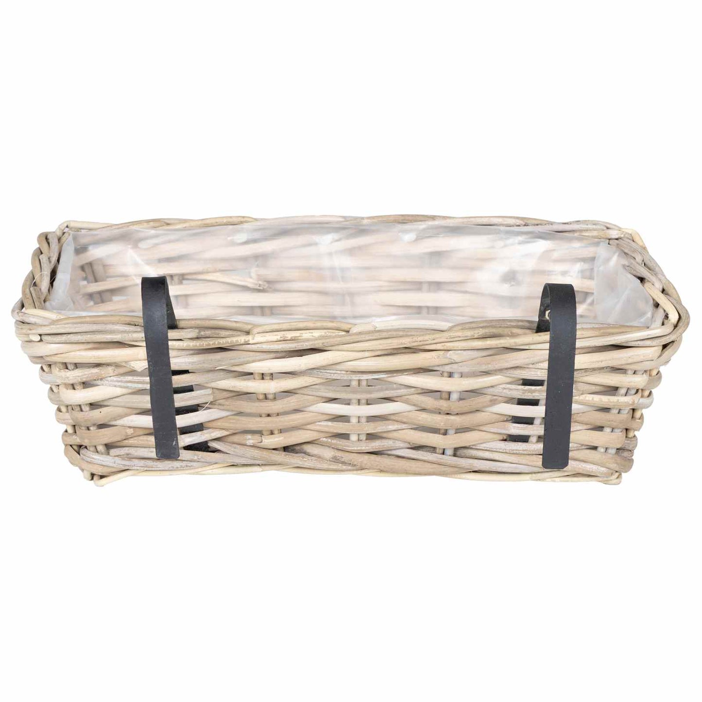 vidaXL Hanging Planter Basket 2 pcs Natural Grey 48 x 22 x 15 cm