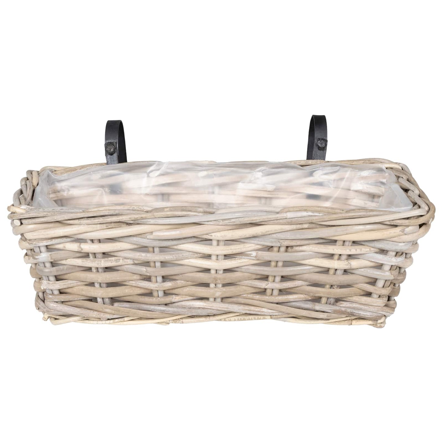 vidaXL Hanging Planter Basket 2 pcs Natural Grey 48 x 22 x 15 cm