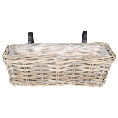 vidaXL Hanging Planter Basket 2 pcs Natural Grey 48 x 22 x 15 cm