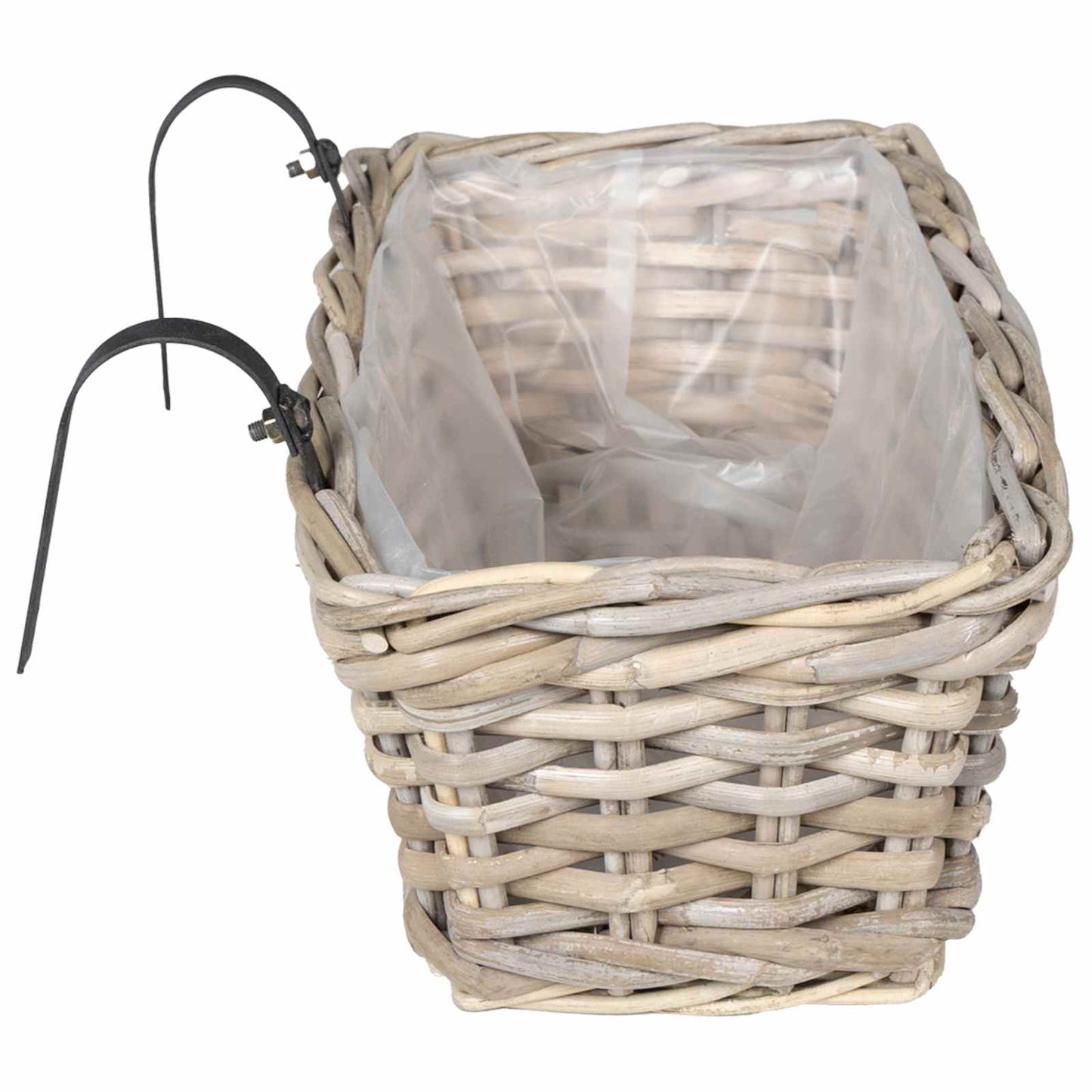 vidaXL Hanging Planter Basket 2 pcs Natural Grey 48 x 22 x 15 cm
