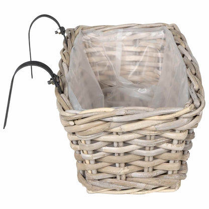 vidaXL Hanging Planter Basket 2 pcs Natural Grey 48 x 22 x 15 cm