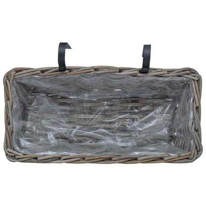 vidaXL Hanging Planter Basket 2 pcs Natural Grey 48 x 22 x 15 cm