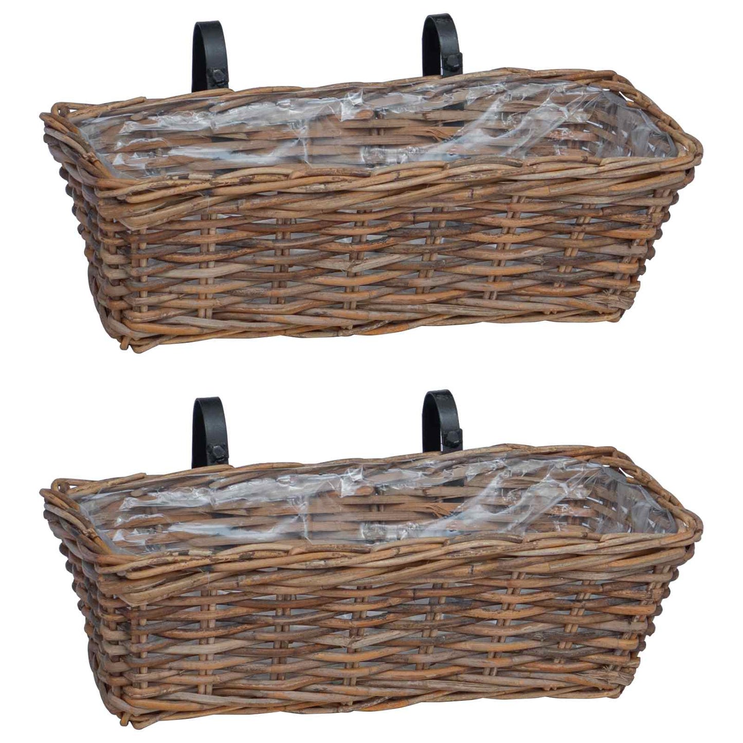 vidaXL Hanging Planter Basket 2 pcs Brown 48 x 22 x 15 cm Lacak Rattan
