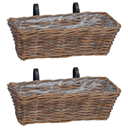 vidaXL Hanging Planter Basket 2 pcs Brown 48 x 22 x 15 cm Lacak Rattan