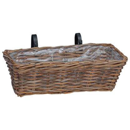 vidaXL Hanging Planter Basket 2 pcs Brown 48 x 22 x 15 cm Lacak Rattan