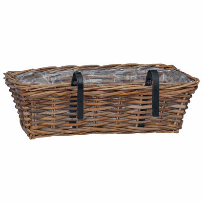 vidaXL Hanging Planter Basket 2 pcs Brown 48 x 22 x 15 cm Lacak Rattan