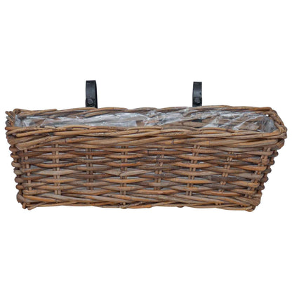 vidaXL Hanging Planter Basket 2 pcs Brown 48 x 22 x 15 cm Lacak Rattan