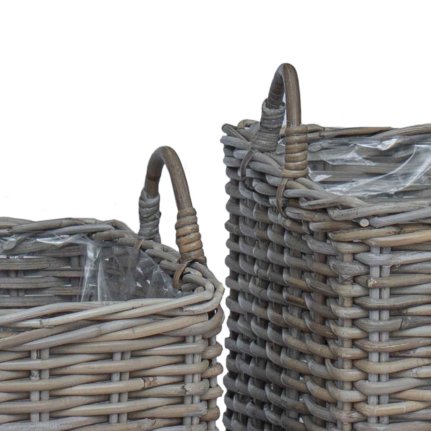 vidaXL Planter Basket with Storage 2 pcs Grey Lacak Rattan
