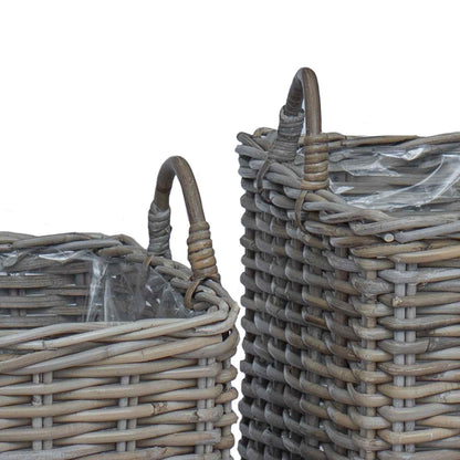 vidaXL Planter Basket with Storage 2 pcs Grey Lacak Rattan