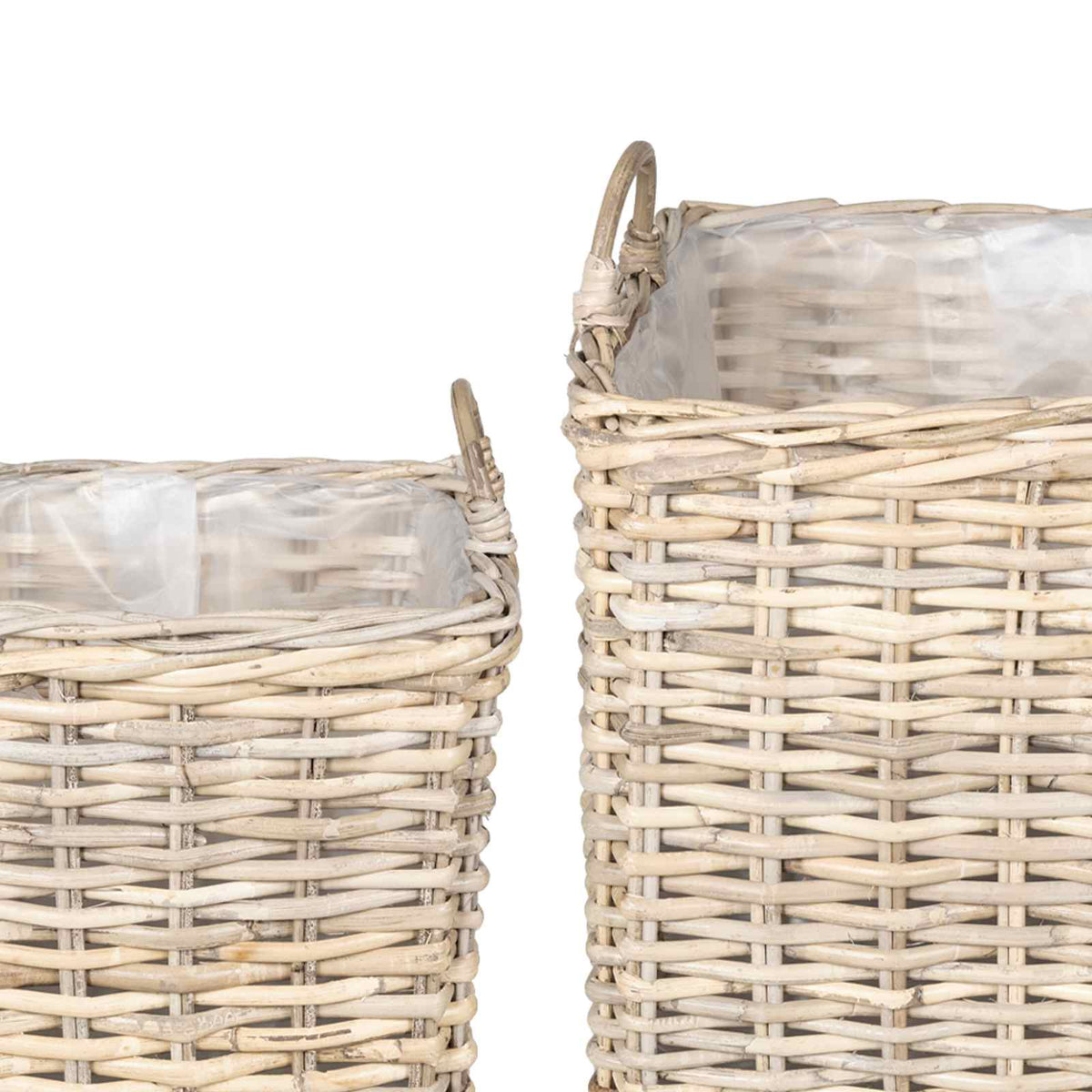 vidaXL Planter Basket GENDT 2 pcs Natural Grey Kubu Rattan