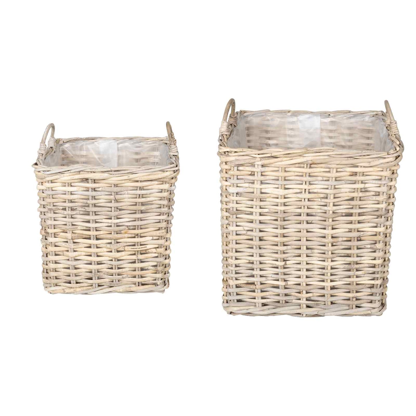vidaXL Planter Basket GENDT 2 pcs Natural Grey Kubu Rattan