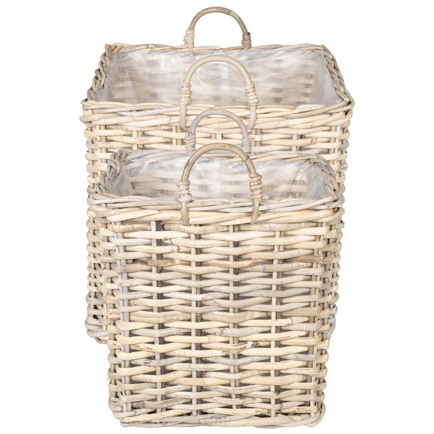 vidaXL Planter Basket GENDT 2 pcs Natural Grey Kubu Rattan