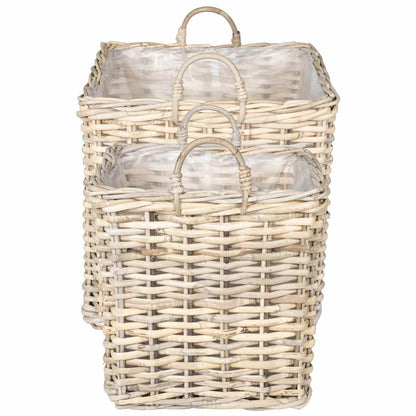 vidaXL Planter Basket GENDT 2 pcs Natural Grey Kubu Rattan