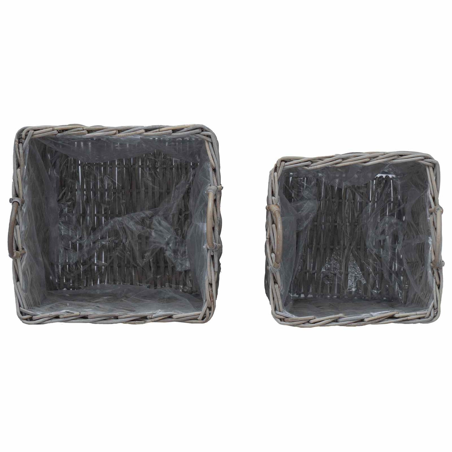 vidaXL Planter Basket with Storage 2 pcs Grey Lacak Rattan