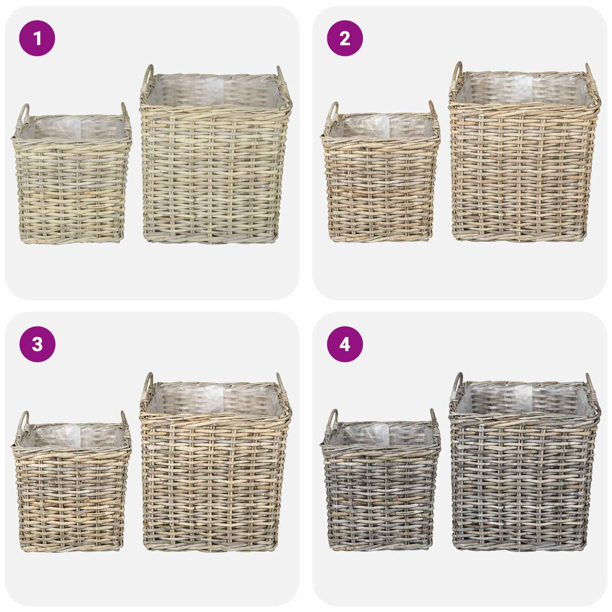 vidaXL Planter Basket GENDT 2 pcs Natural Grey Kubu Rattan