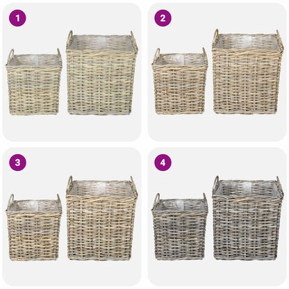 vidaXL Planter Basket GENDT 2 pcs Natural Grey Kubu Rattan