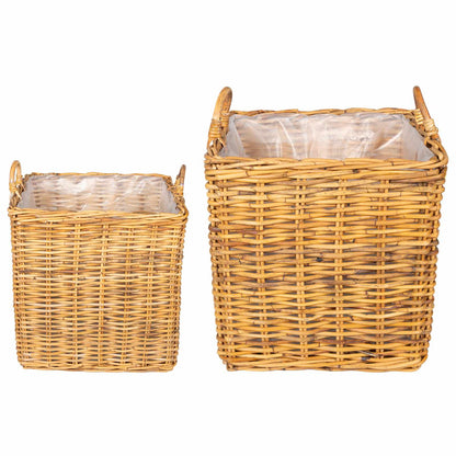 vidaXL Planter Basket GENDT 2 pcs Natural Brown Kubu Rattan