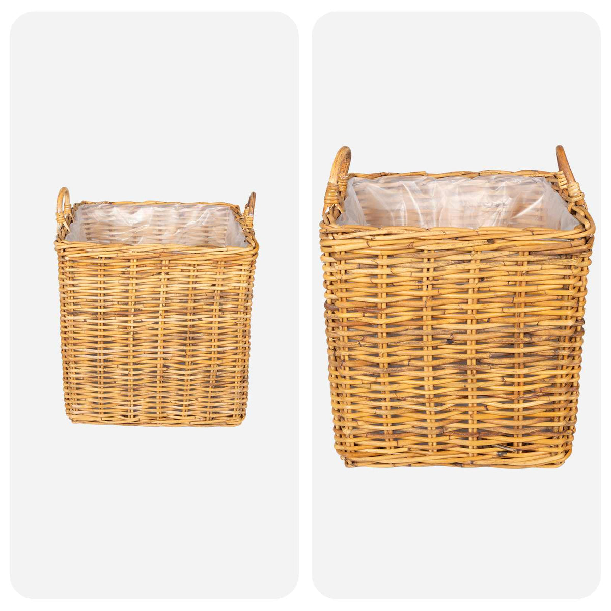 vidaXL Planter Basket GENDT 2 pcs Natural Brown Kubu Rattan
