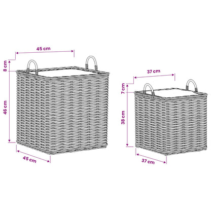 vidaXL Planter Basket GENDT 2 pcs Natural Brown Kubu Rattan