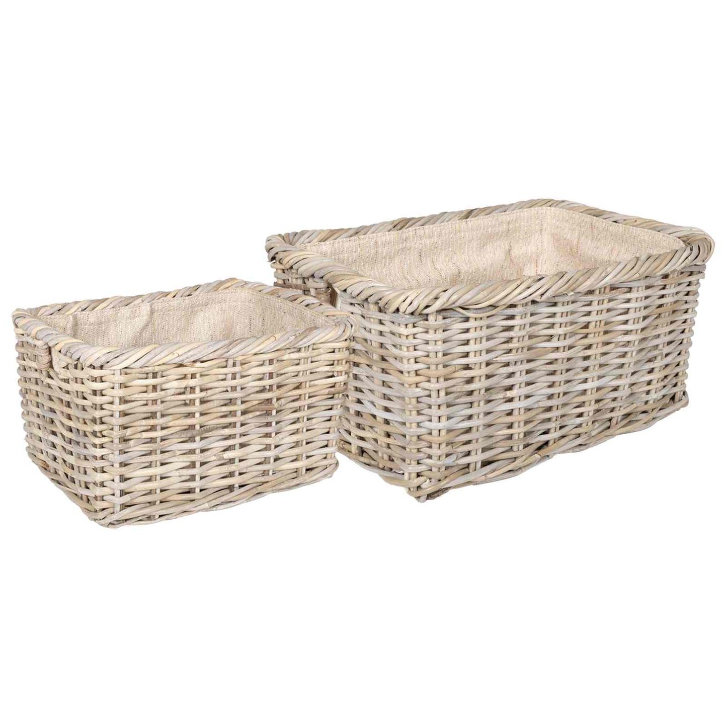 vidaXL Firewood Basket 2 pcs Natural Grey Kubu Rattan