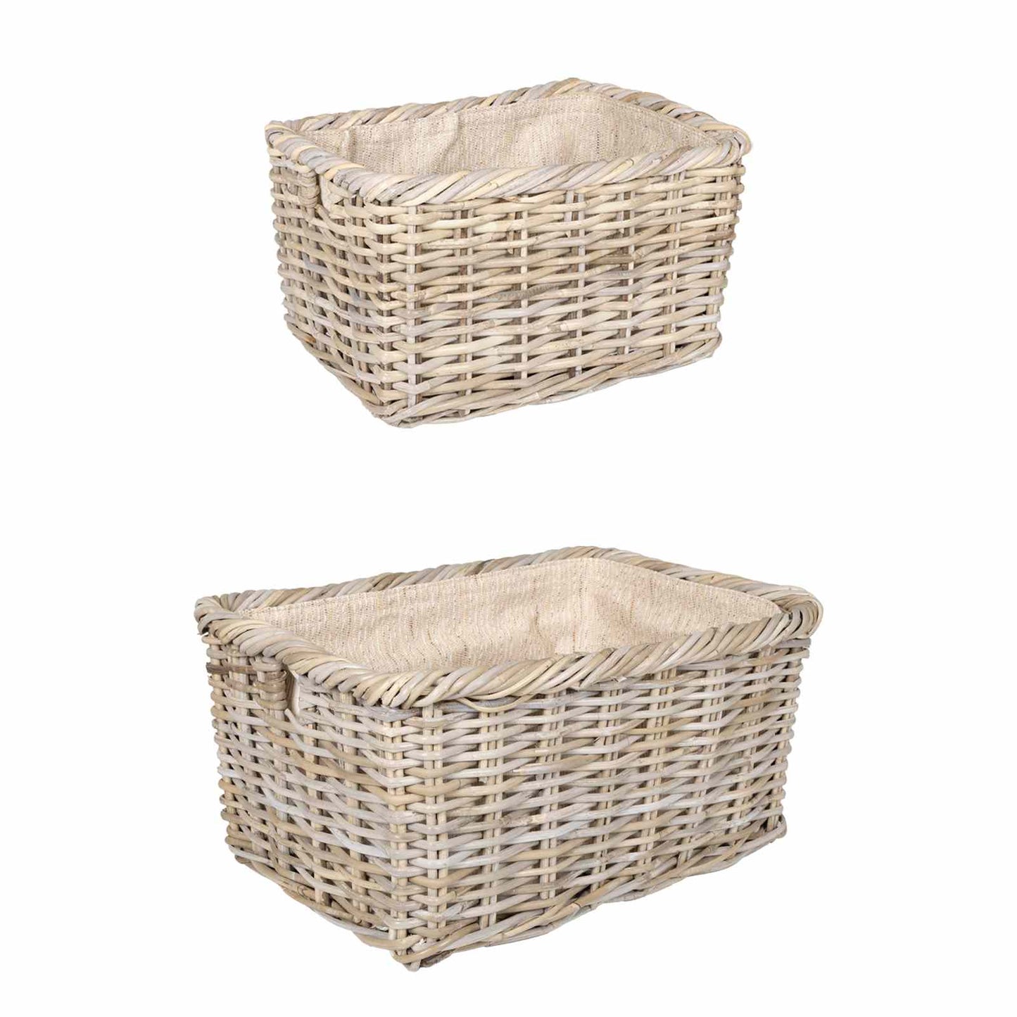 vidaXL Firewood Basket 2 pcs Natural Grey Kubu Rattan