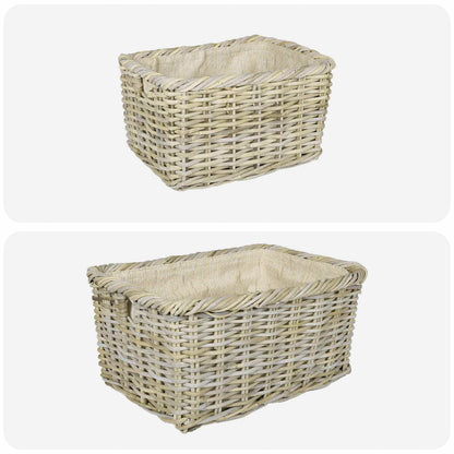 vidaXL Firewood Basket GENDT 2 pcs Natural Grey Kubu Rattan