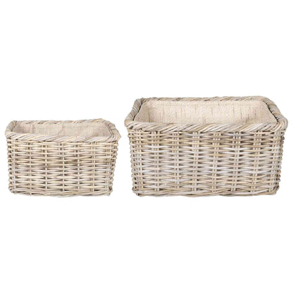 vidaXL Firewood Basket 2 pcs Natural Grey Kubu Rattan