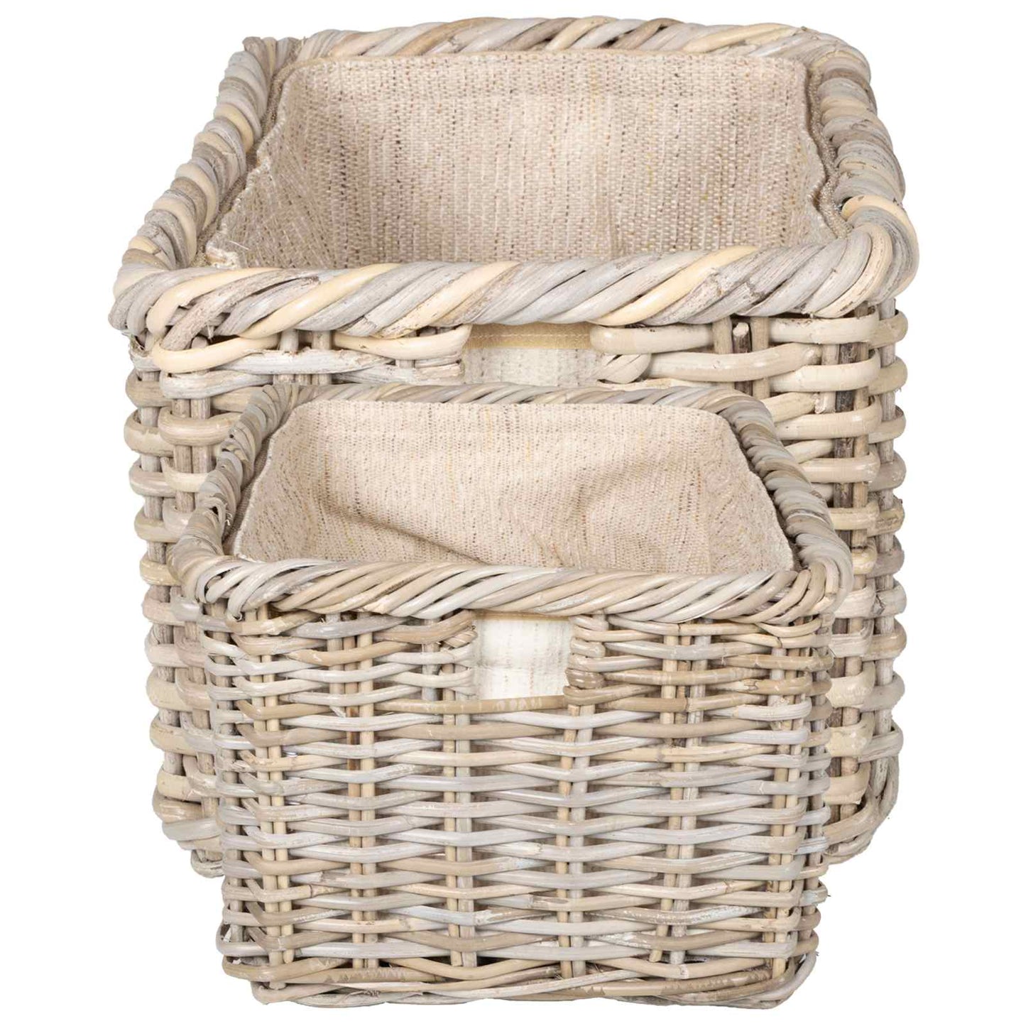 vidaXL Firewood Basket 2 pcs Natural Grey Kubu Rattan