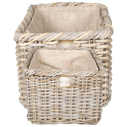 vidaXL Firewood Basket 2 pcs Natural Grey Kubu Rattan