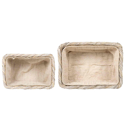vidaXL Firewood Basket 2 pcs Natural Grey Kubu Rattan